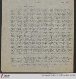 Heid. Hs. 3820,463: Brief von Emil Lask an unbekannte Frau