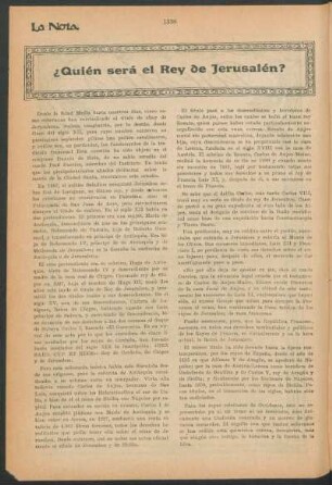 ¿Quién será el Rey de Jerusalén?
