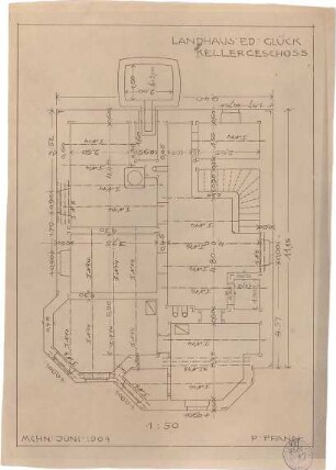 Pfann, Paul; Landhaus Zollinspektor Ed. Glück - Grundriss Keller