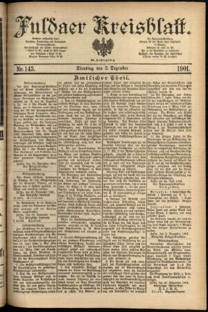 Erste Ausgabe vom Dienstag, den 03. Dezember 1901.
