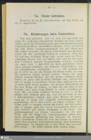 7b. Erfahrungen beim Unterrichte