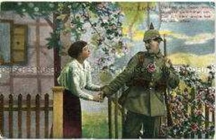 Postkarte mit Soldatenmotiv und Vers