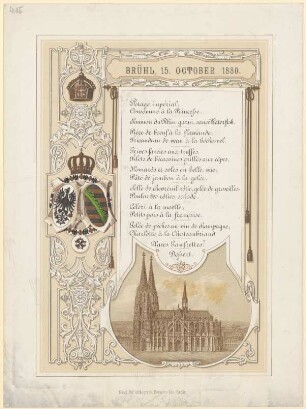 Menükarte : Einweihung Kölner Dom