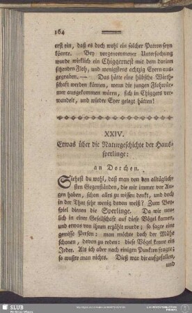 XXIV. Etwas über die Naturgeschichte der Haussperlinge
