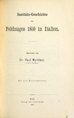 Sanitäts-Geschichte des Feldzuges 1859 in Italien