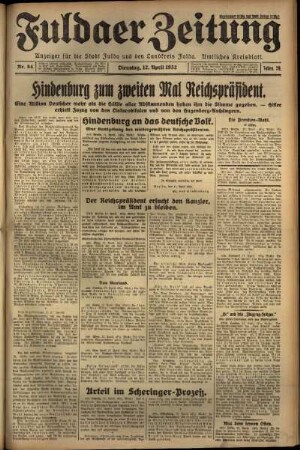 Ausgabe vom Dienstag, den 12. April 1932.