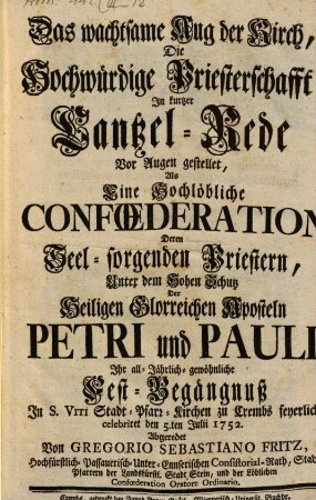 Das wachtsame Aug der Kirch, die hochwürdige Priesterschafft
