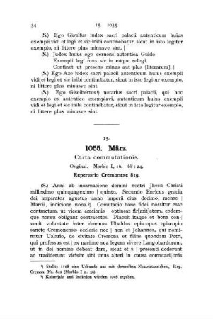 15. 1055. März. Carta commutationis.