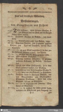 Fünf und dreyßigste Abtheilung. Versteinerungen, von Säugthieren und Fischen