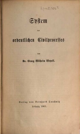 System des ordentlichen Civilprocesses