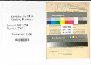 Entnazifizierung Lydia Hofmeister , geb. 19.12.1920 (Postangestellte)