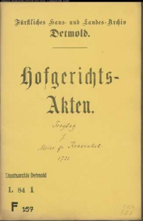 Freytag, Joh. Kord zu Stapelage gegen Meier zu Krawinkel - Schuldforderung