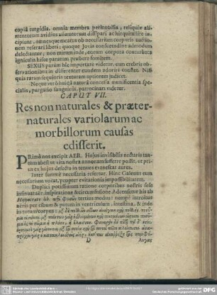 Caput VII. Res non naturales & praeternaturales variolarum ac morbillorum causas edisserit