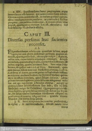 Caput III. Diversas personas huc facientes recenset