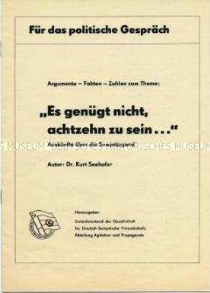 Sonderdruck der DSF über die Jugend der Sowjetunion