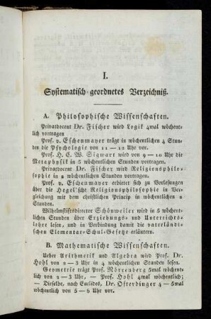 3-13, I. Systematisch-geordnetes Verzeichniß