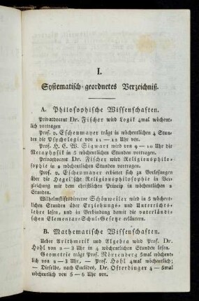 3-13, I. Systematisch-geordnetes Verzeichniß