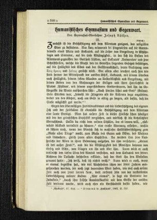 Humanistisches Gymnasium und Gegenwart