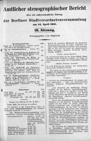 Sitzung 16, 14. April 1931
