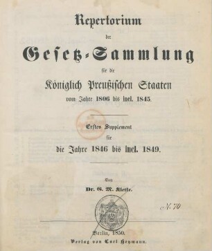 Suppl.1.1846/49: Gesetzsammlung für die Königlich-Preußischen Staaten