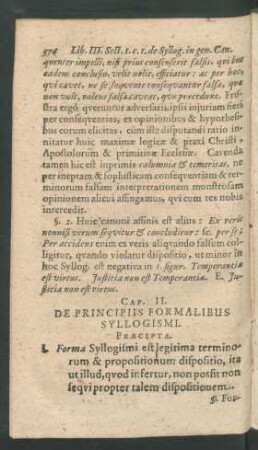 Cap. II. De Principiis Formalibus Syllogismi.