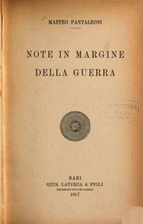 Note in margine della Guerra
