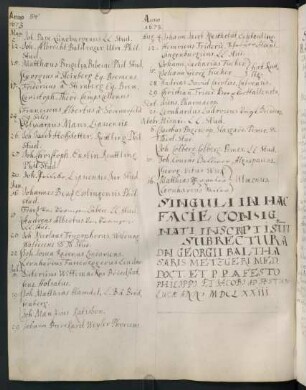 Sommerhalbjahr 1673. Rektorat Georg Balthasar Metzger