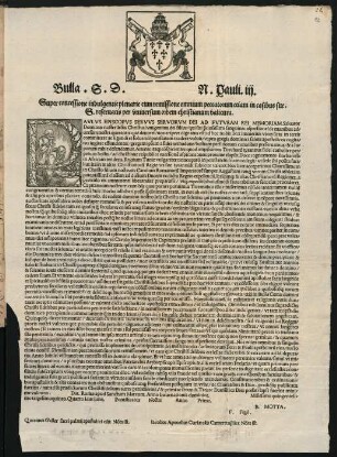 Bulle 'Salvator dominus noster', Rom 10.6.1535, lat. (Druck)