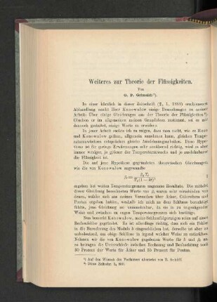 Weiteres zur Theorie der Flüssigkeiten.