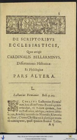 DE SCRIPTORIBUS ECCLESIASTICIS Dissertationis Historicæ Et Philologicæ PARS ALTERA