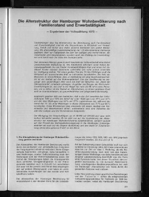 Die Altersstruktur der Hamburger Wohnbevölkerung nach Familienstand und Erwerbstätigkeit : Ergebnisse der Volkszählung 1970
