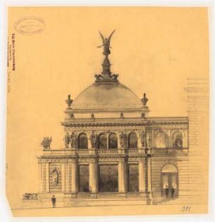 Theater-Entwürfe: Seitenansicht-Teil eines Theaters, evtl. Pavillon
