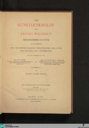 3: Die Kunstdenkmäler des Kreises Waldshut : beschreibende Statistik