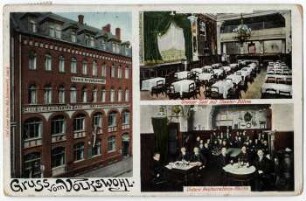 Gruss vom Volkswohl : grosser Saal mit Theater-Bühne