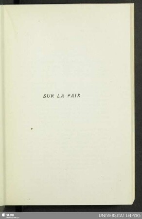 Sur la Paix