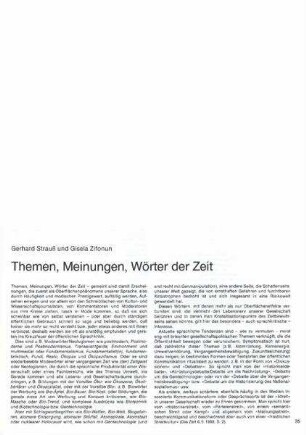 Themen, Meinungen, Wörter der Zeit