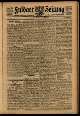 Erste Ausgabe vom Dienstag, den 09. April 1907.