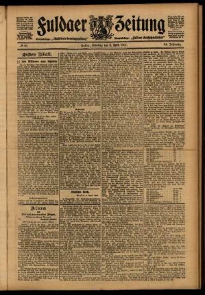 Erste Ausgabe vom Dienstag, den 09. April 1907.