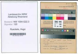 Entnazifizierung Hugo Rueckels , geb. 14.08.1880 (Gelderheber)