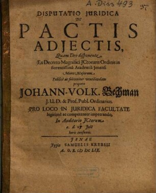 Disputatio iuridica de pactis adiectis