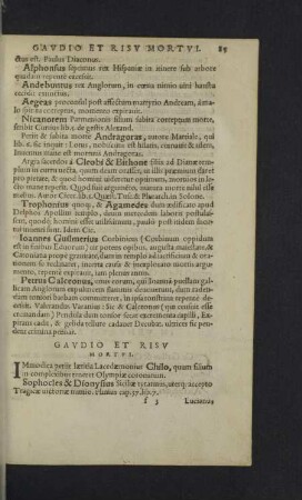 Gaudio et risu mortui.