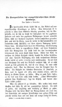 Die Reorganisation der evangelischen-lutherischen Kirche Hamburgs.