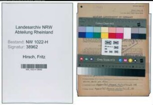 Entnazifizierung Fritz Hirsch , geb. 20.02.1905 (Schneider)