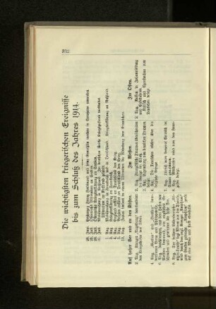 Die wichtigsten kriegerischen Ereignisse bis zum Schluß des Jahres 1914.