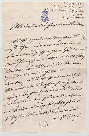 Ludwig II. von Bayern (1845 - 1886) Autographen: Brief von Ludwig II. an Hans von Bülow - BSB Autogr.Cim. Ludwig .6