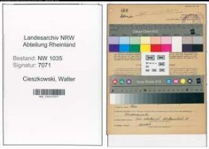 Entnazifizierung Walter Cieszkowski , geb. 15.08.1889 ()