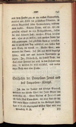 Geschichte der Prinzeßinn Zeniel und des Leoparden-Königs.
