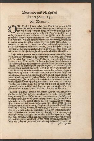Vorrhede auff die Epistel Sanct Paulus zu den Romern.