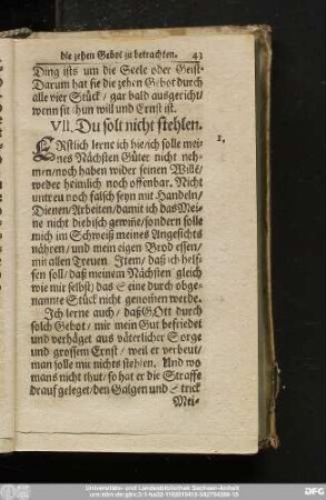 VII. Du solt nicht stehlen.