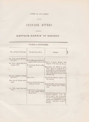Papers on the subject of the Cuttack rivers containing Captain Harris' 2nd report